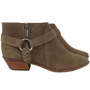 Lucky Brand Women's Enitha Suede Ankle Boots Bootie Antique Green Size 9 Western